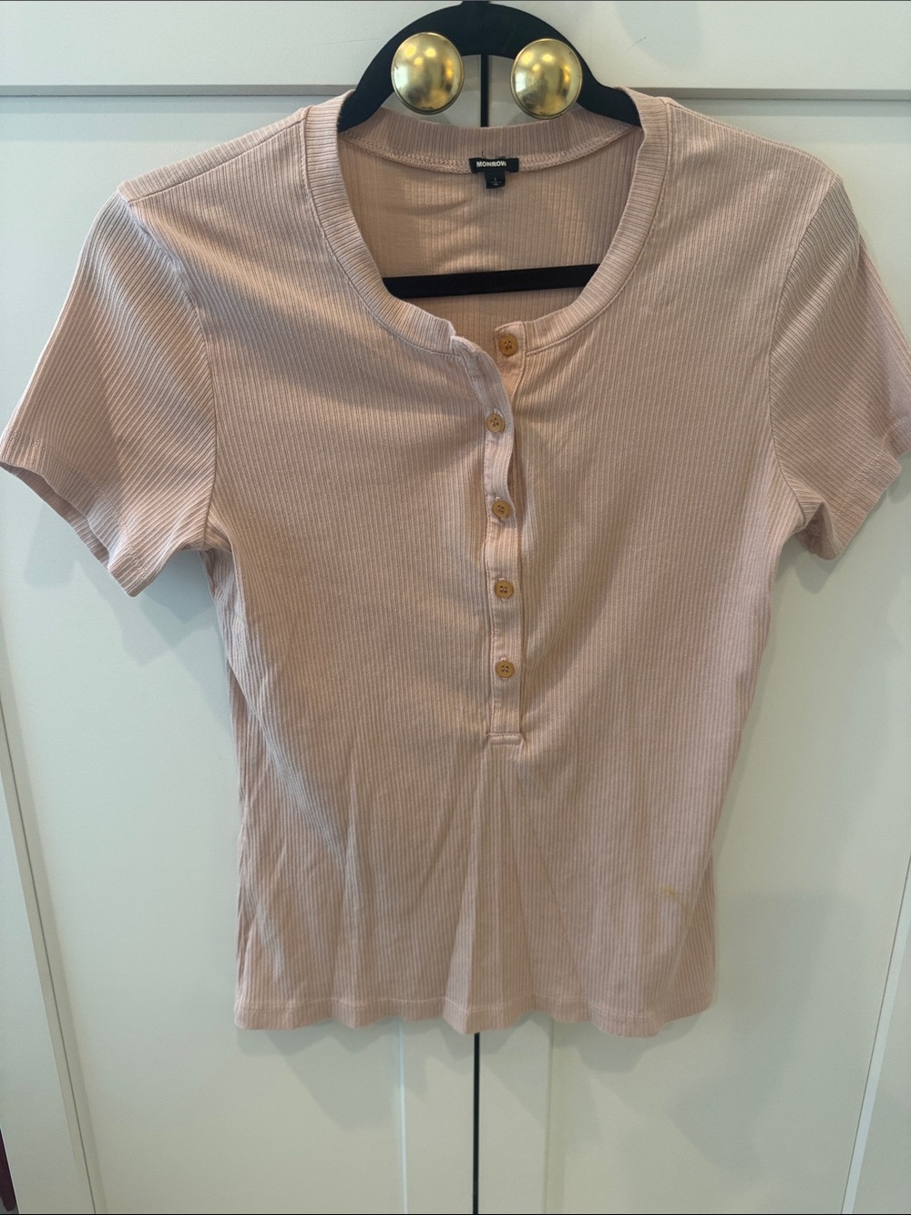 Monrow Short Sleeve Top in Blush Pink